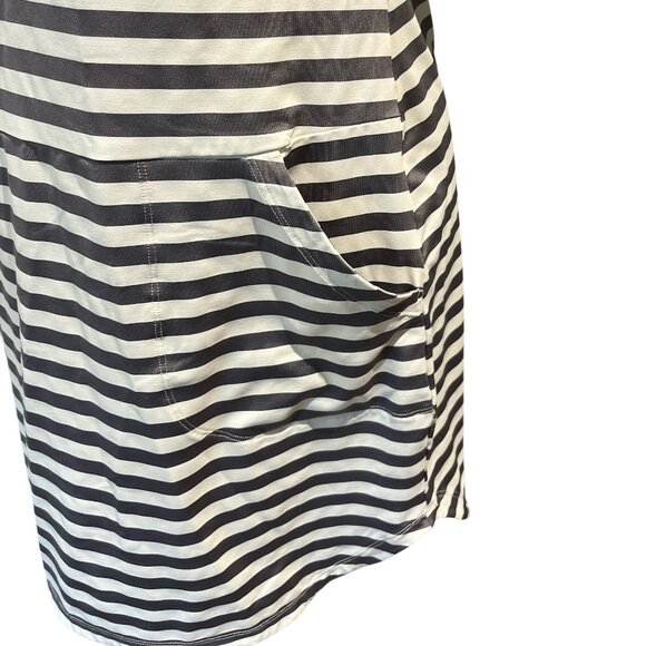 LOLE Dress Size Large Grey White Horizontal Stripes Pockets Casual Cap Sleeves - Picture 6 of 13